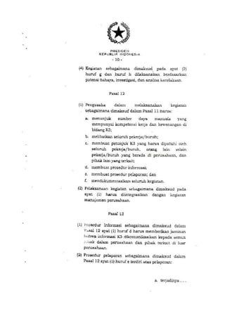 PP no. 50 tahun 2012 tentang penerapan SMK3