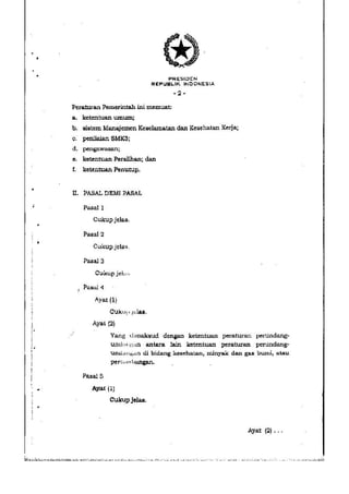PP no. 50 tahun 2012 tentang penerapan SMK3