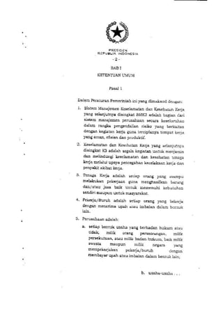 PP no. 50 tahun 2012 tentang penerapan SMK3