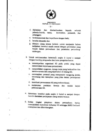 PP no. 50 tahun 2012 tentang penerapan SMK3