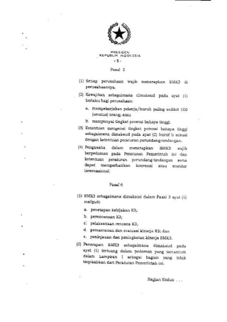 PP no. 50 tahun 2012 tentang penerapan SMK3