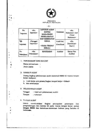 PP no. 50 tahun 2012 tentang penerapan SMK3