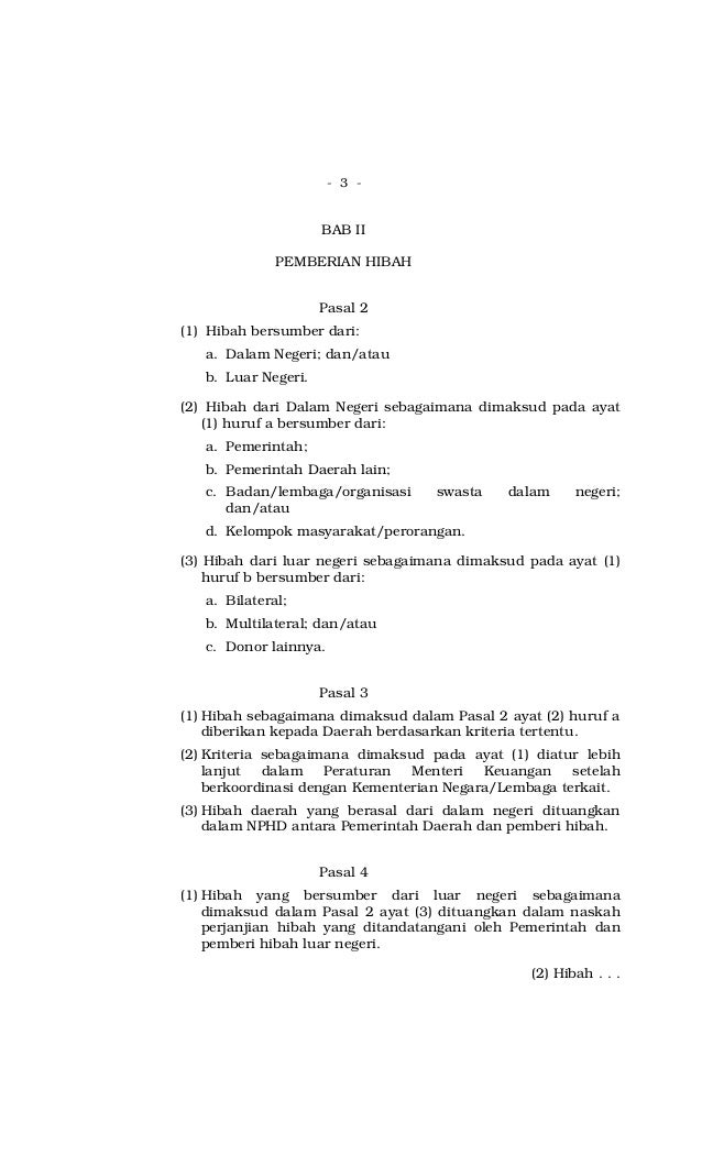 Peraturan Pemerintah No 57 Tahun 2005 Tentang Hibah Kepada