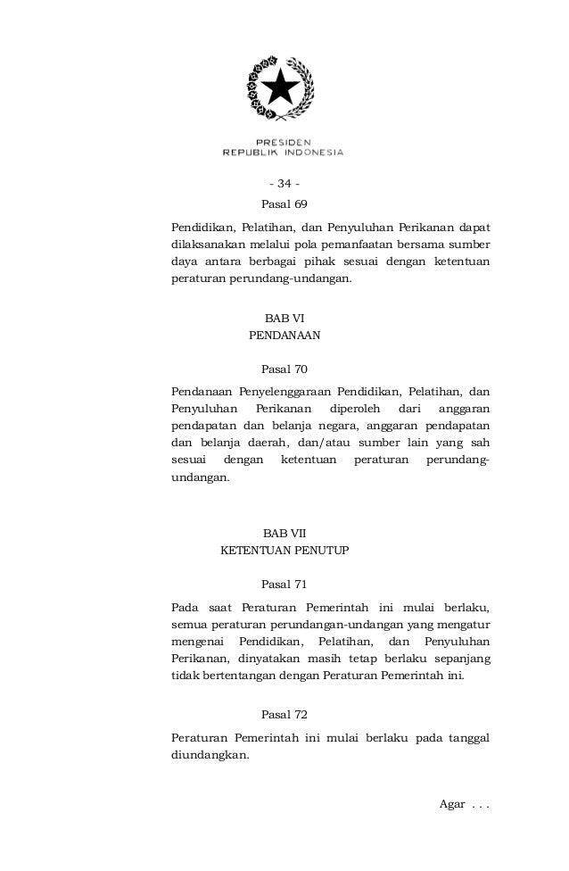 Pp Nomor 62 Tahun 2014 Diklat Penyuluhan Perikanan
