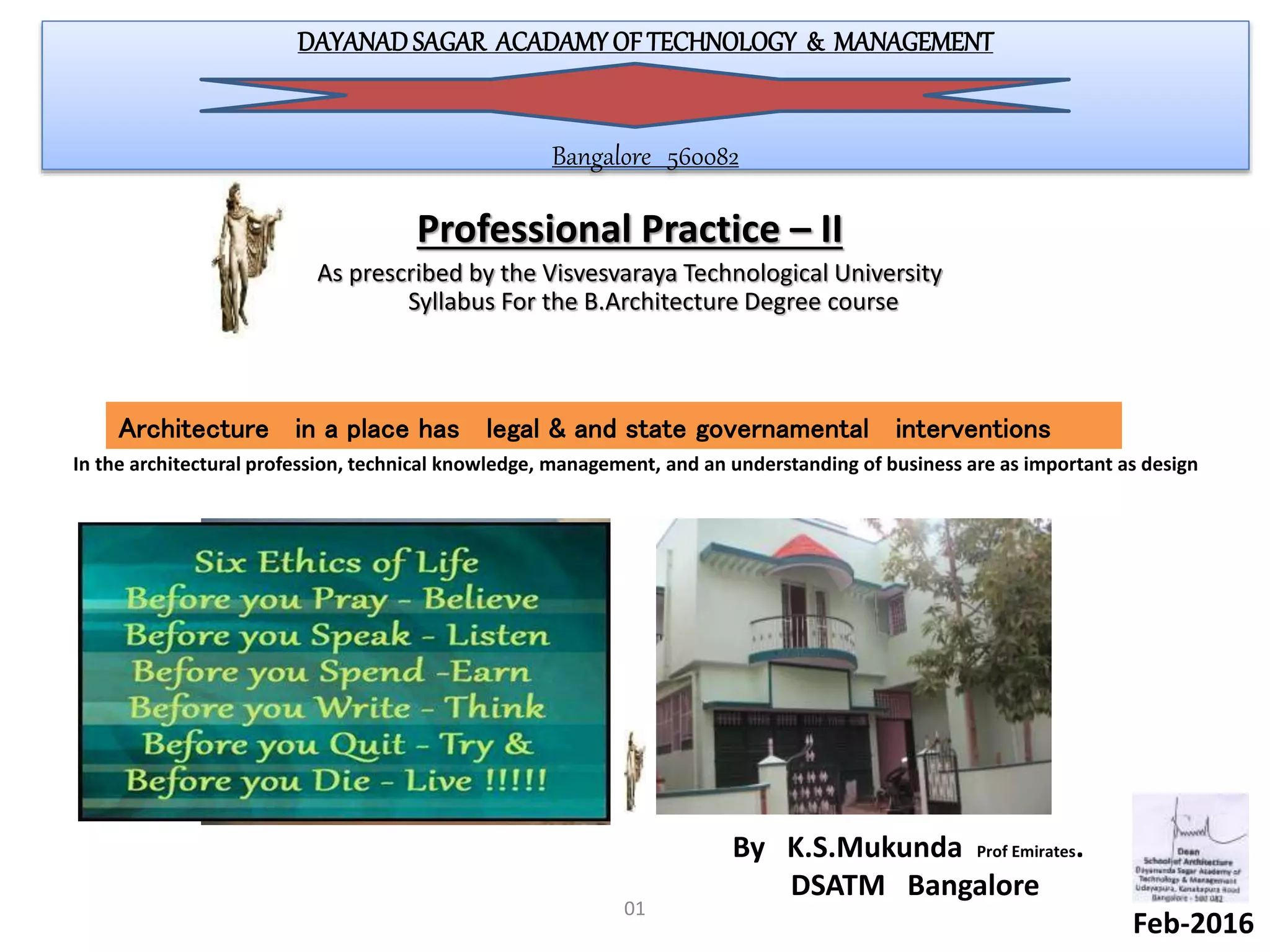 Professional Practice for Architecture II | PPTX