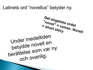 Latinets ord ”novellus” betyder ny.
 