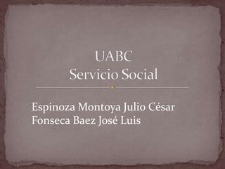 UABCServicio Social  Espinoza Montoya Julio César Fonseca Baez José Luis 