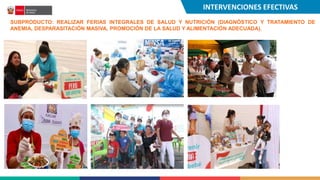 355%
38.8%
INTERVENCIONES EFECTIVAS
SUBPRODUCTO: REALIZAR FERIAS INTEGRALES DE SALUD Y NUTRICIÓN (DIAGNÓSTICO Y TRATAMIENT...