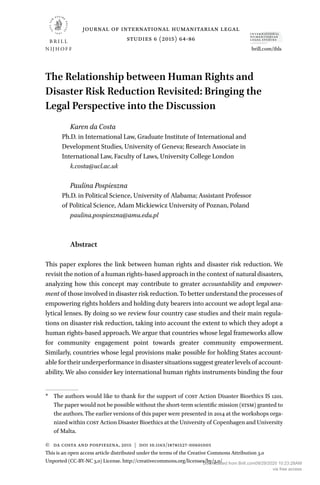 The Relationship between Human Rights and Disaster Risk Reduction ...