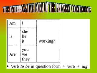 THE INTERROGATIVE FORM OF THE PRENSENT CONTINUOUS 