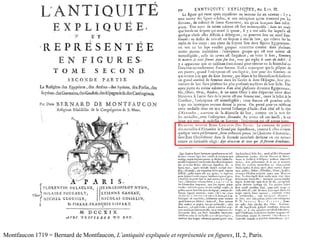 Montfaucon 1719 = Bernard de Montfaucon, L’antiquité expliquée et représentée en figures, II, 2, Paris.
 