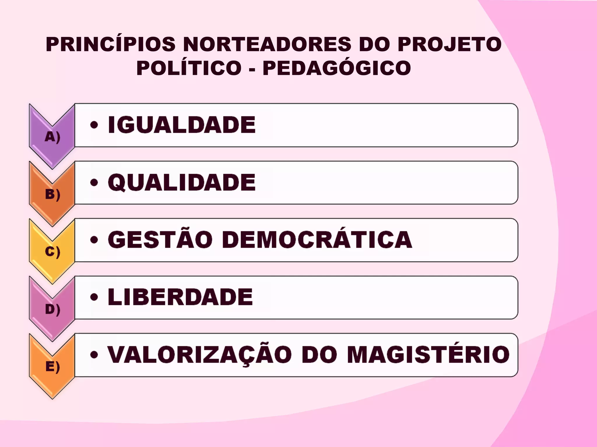 PRINCÍPIOS NORTEADORES DO PROJETO
       POLÍTICO - PEDAGÓGICO
 