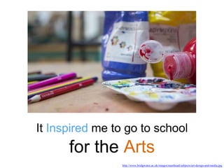 It Inspired me to go to school
for the Arts
http://www.bridgwater.ac.uk/images/masthead/subjects/art-design-and-media.jpg
 