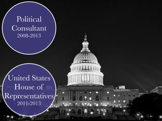 Political
Consultant
2008-2013
United States
House of
Representatives
2011-2013
 