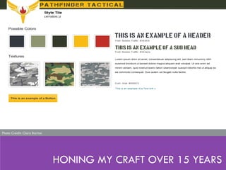 HONING MY CRAFT OVER 15 YEARS
Photo Credit: Clara Barton
 