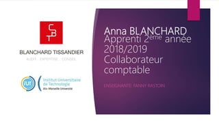 Anna BLANCHARD
Apprenti 2ème année
2018/2019
Collaborateur
comptable
ENSEIGNANTE: FANNY RASTOIN
 