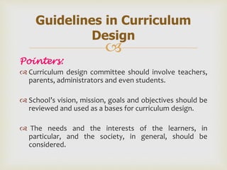 Dimensions and Principles of Curriculum Design | PPTX