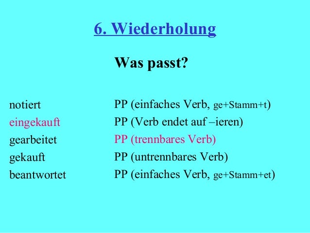 Kennenlernen trennbares verb