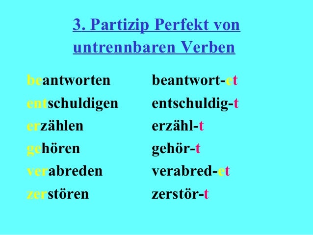 Partizip ii kennenlernen