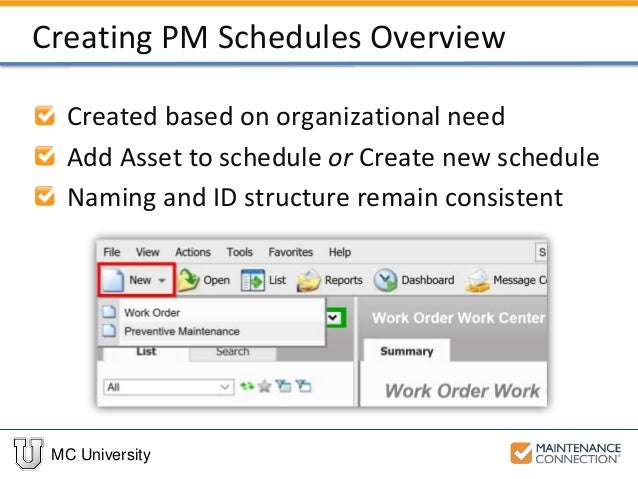 preventive maintenance schedules