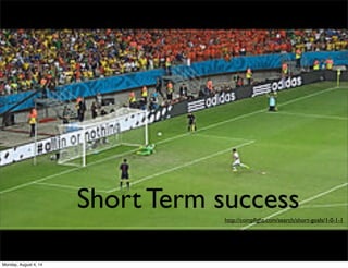 Short Term success
http://compﬁght.com/search/short-goals/1-0-1-1
Monday, August 4, 14
 