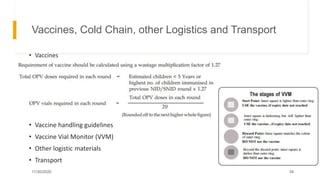 Vaccines, Cold Chain, other Logistics and Transport
• Vaccines
• Vaccine handling guidelines
• Vaccine Vial Monitor (VVM)
• Other logistic materials
• Transport
11/30/2020 34
 