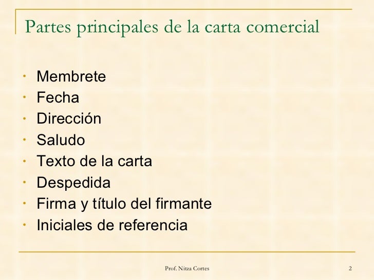 Partes de la carta