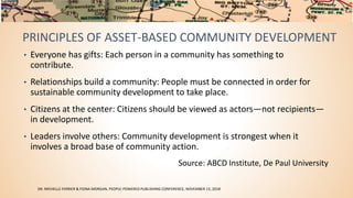 PRINCIPLES OF ASSET-BASED COMMUNITY DEVELOPMENT
• Everyone has gifts: Each person in a community has something to
contribu...