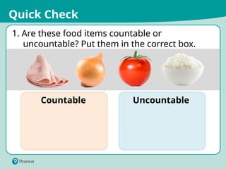Countable Exeption Distinguish countable or uncountable Noun (part 1) | PPTX
