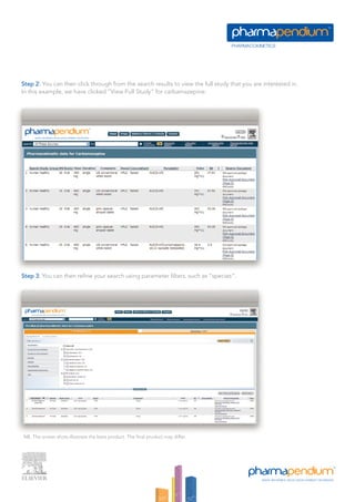 Step 2: You can then click through from the search results to view the full study that you are interested in.
In this example, we have clicked “View Full Study” for carbamazepine.




Step 3: You can then refine your search using parameter filters, such as “species”.




NB. The screen shots illustrate the beta product. The final product may differ.
 
