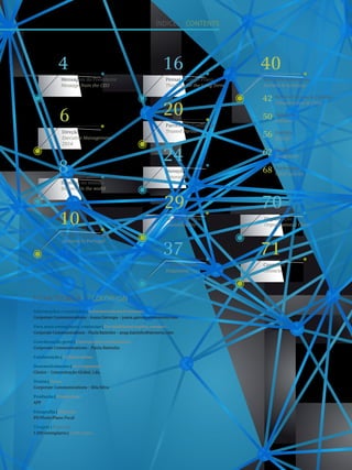 ÍNDICE I CONTENTS
Informações e conteúdos | Informations and contents:
Corporate Communications – Joana Garoupa – joana.garoupa@siemens.com
Para mais exemplares, contactar | For additional copies, contact:
Corporate Communications – Paula Baixinho – anap.baixinho@siemens.com
Coordenação geral | Concept and coordination:
Corporate Communications – Paula Baixinho
Colaboração | Collaboration:
Desenvolvimento | Development:
Choice – Comunicação Global, Lda.
Textos | Texts:
Corporate Communications – Rita Silva
Produção | Production:
APP
Fotografia | Pictures:
PH Photo/Plano Focal
Tiragem | Print run:
1.500 exemplares | 1,500 copies
FICHA TÉCNICA I COLOPHON
Direção
Executive Management
2014
6
Siemens em Portugal
Siemens in Portugal
10
Mensagem do Presidente
Message from the CEO
4
Siemens no mundo
Siemens in the world
8
Pensar a Longo Prazo
Thinking for the Long Term
16
Sustentabilidade
Sustainability
29
Parceiro de Confiança
Trusted Partner
20
Inovação
Innovation
24
Colaboradores
Employees
37
Contactos
Contacts
71
Mercados & Soluções
Markets & Solutions
40
Infraestruturas & Cidades
Infrastructure & Cities
Indústria
Industry
Energia
Energy
Saúde
Healthcare
Participada
Other activity
42
50
56
62
68
Organização
Organizational Chart
70
 