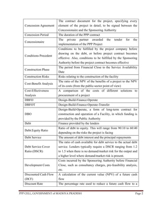 Glossary of Public Private PArtnership (PPP) by Govt of MP | PDF