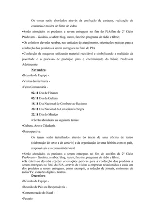 Projeto Crescer e Aparecer  PJA - Gyn