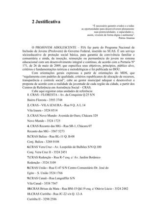 Projeto Crescer e Aparecer  PJA - Gyn