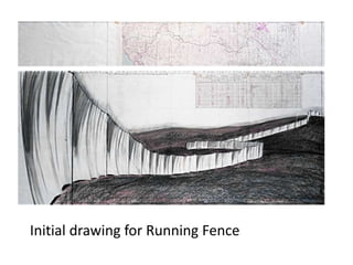 Initial drawing for Running Fence