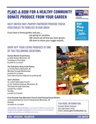 Plant a Row for the Hungry - United Way, New Jersey