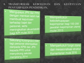 8.   TRANSFORMASI KEBOLEHAN    DAN   KEUPAYAAN
     PENYAMPAIAN PENDIDIKAN.
 