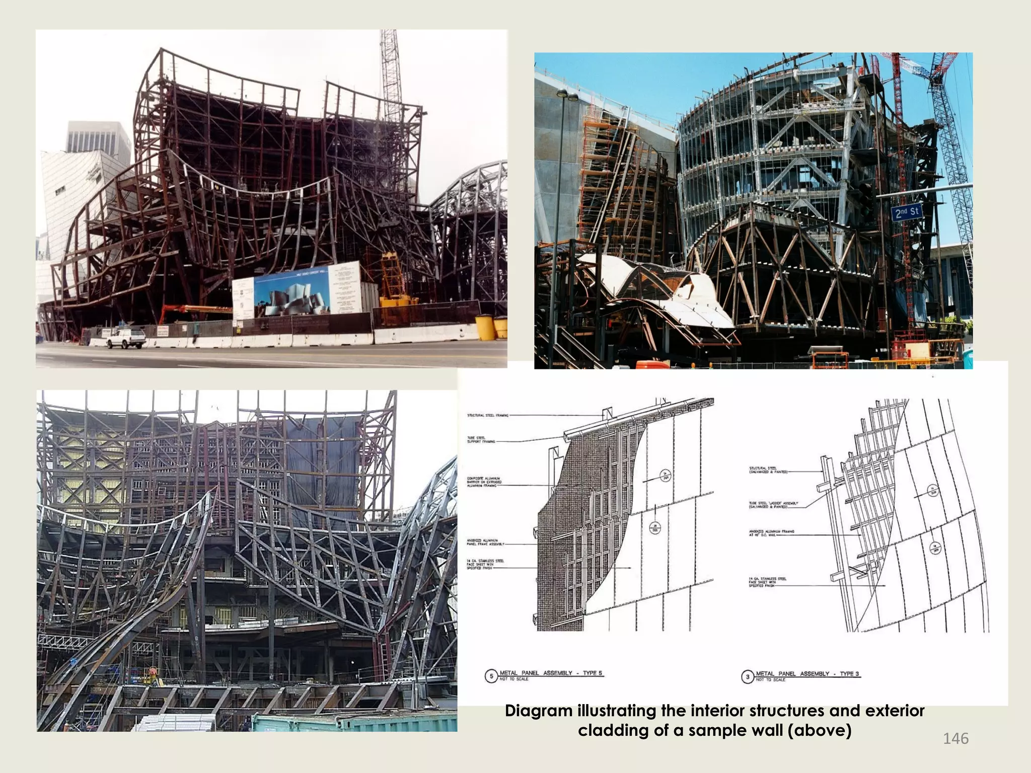 Diagram illustrating the interior structures and exterior
cladding of a sample wall (above) 146
 