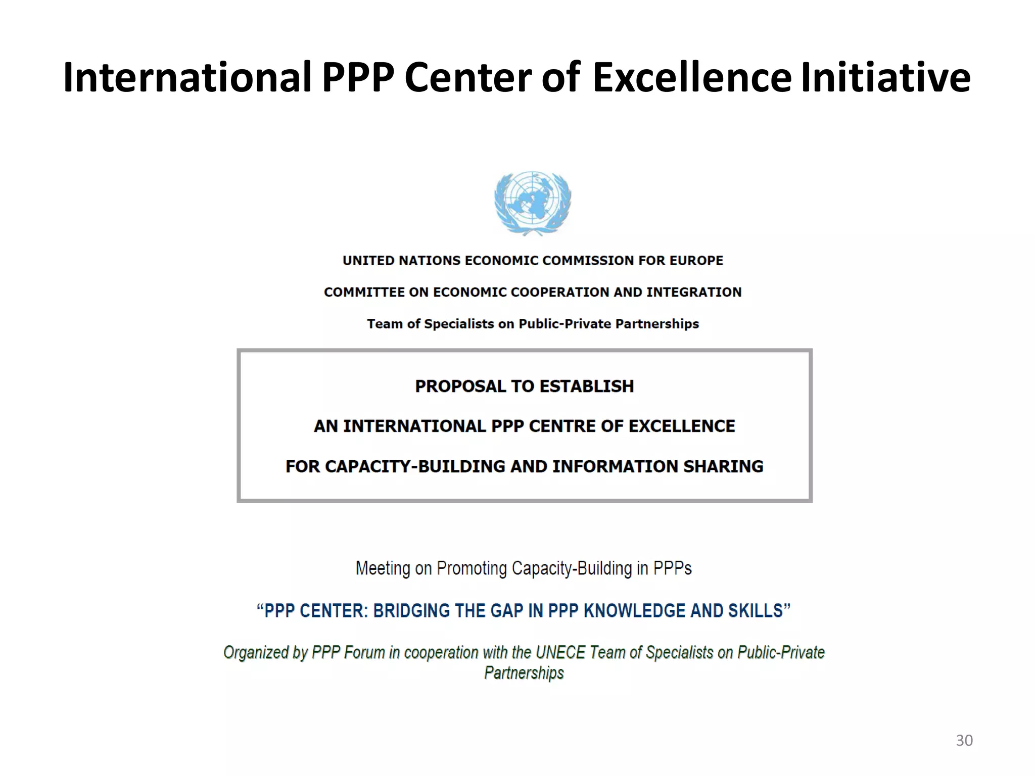 International PPP Center of Excellence Initiative




                                                30
 
