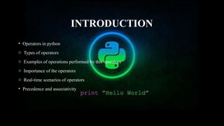 Operators, Precedence and Associativity .pptx