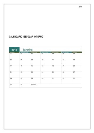 190
CALENDÁRIO ESCOLAR INTERNO
 
