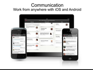 Communication
Work from anywhere with iOS and Android
 
