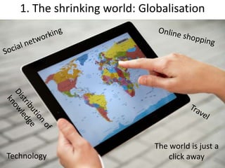 1. The shrinking world: Globalisation
The world is just a
click awayTechnology
 