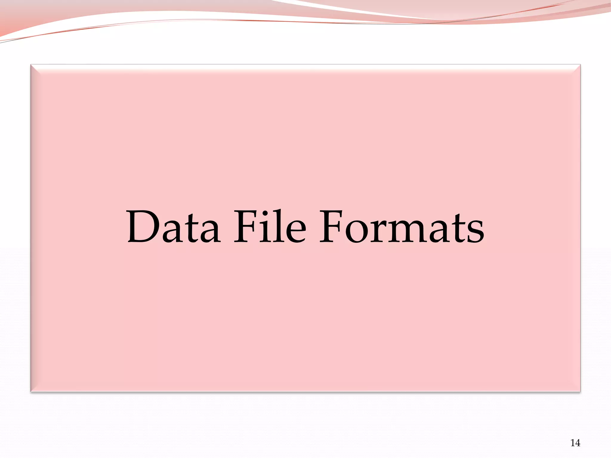 14
Data File Formats
 
