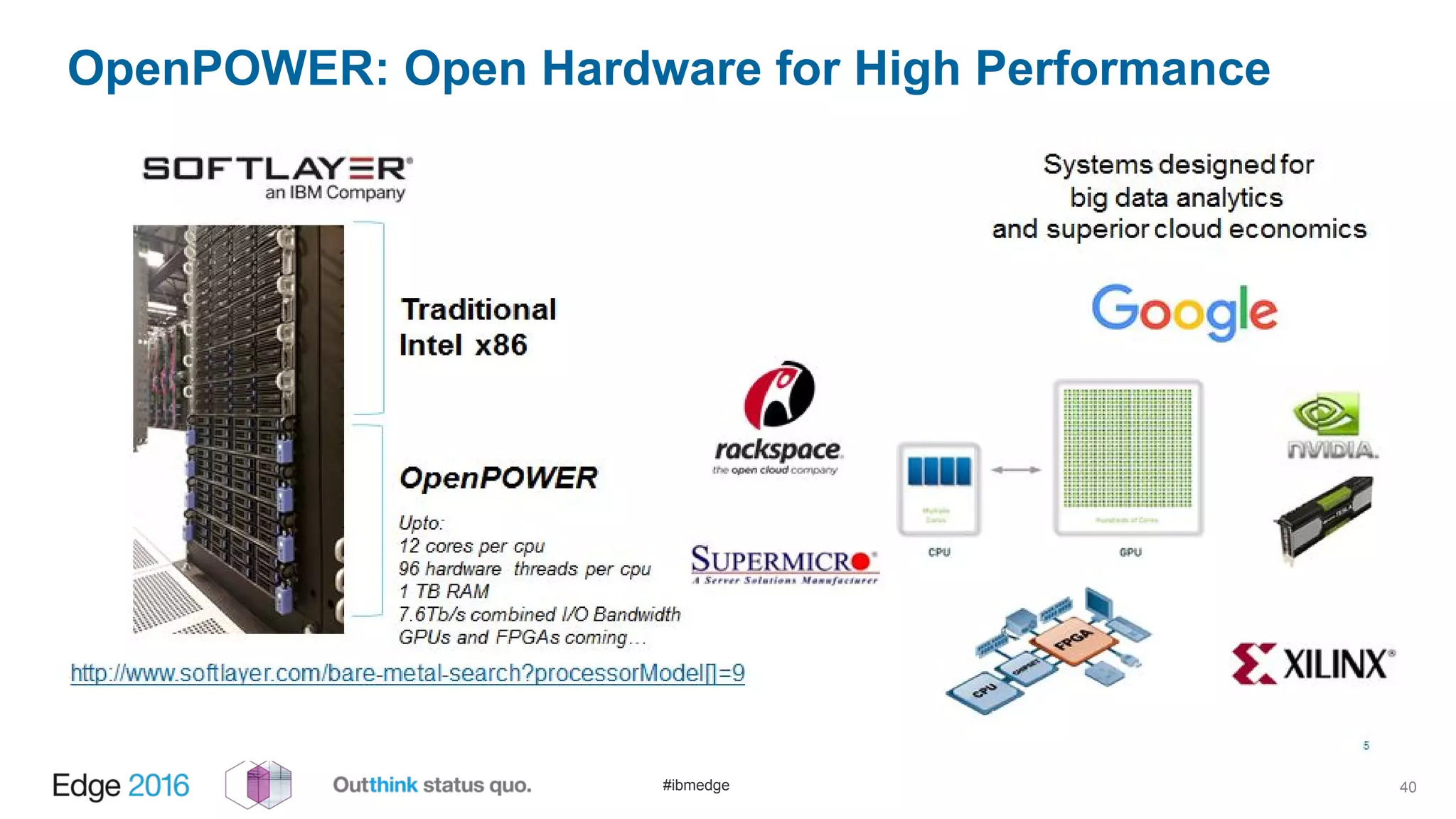 #ibmedge
OpenPOWER: Open Hardware for High Performance
40
 