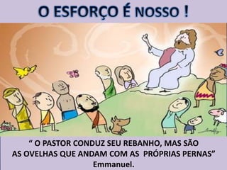 “ O PASTOR CONDUZ SEU REBANHO, MAS SÃO
AS OVELHAS QUE ANDAM COM AS PRÓPRIAS PERNAS”
Emmanuel.
 