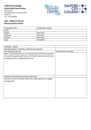 Land Rover Risk Assesment Pp risk assessment_template | DOC