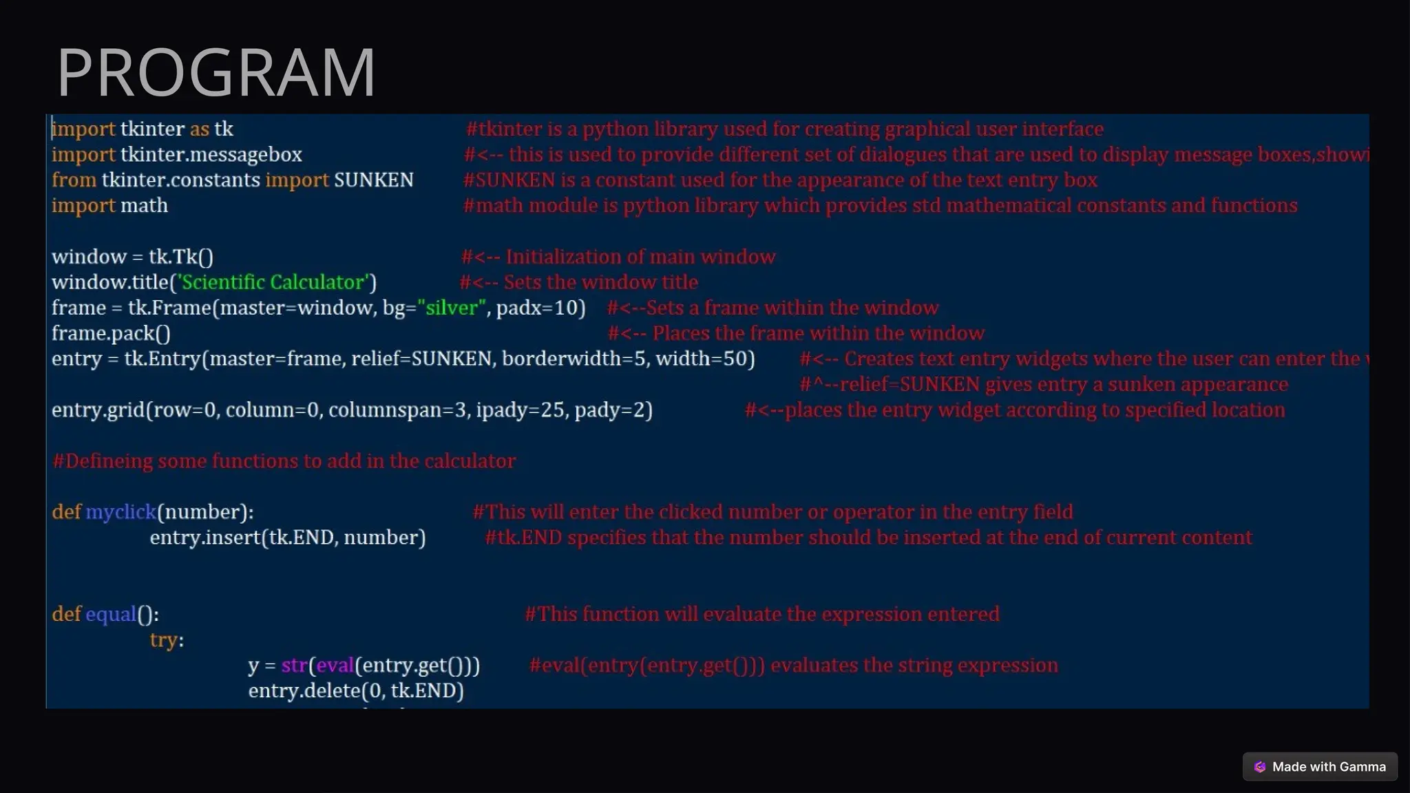 PROGRAM
 