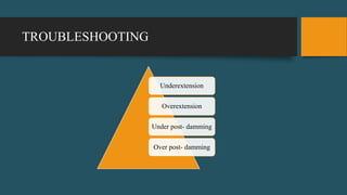 TROUBLESHOOTING
Underextension
Overextension
Under post- damming
Over post- damming
 
