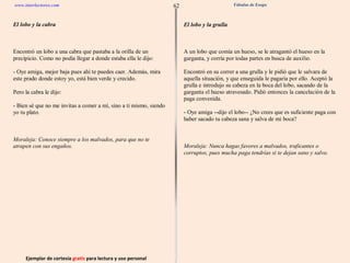 Ejemplar de cortesía  gratis  para lectura y uso personal 62 www.interlectores.com Fábulas de Esopo 